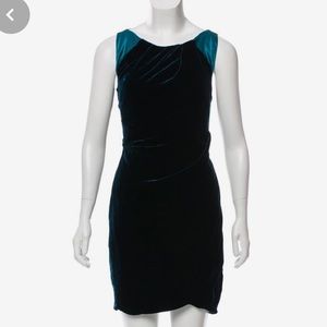 Karen Millen Teal Velvet & Silk Mini Dress 4
